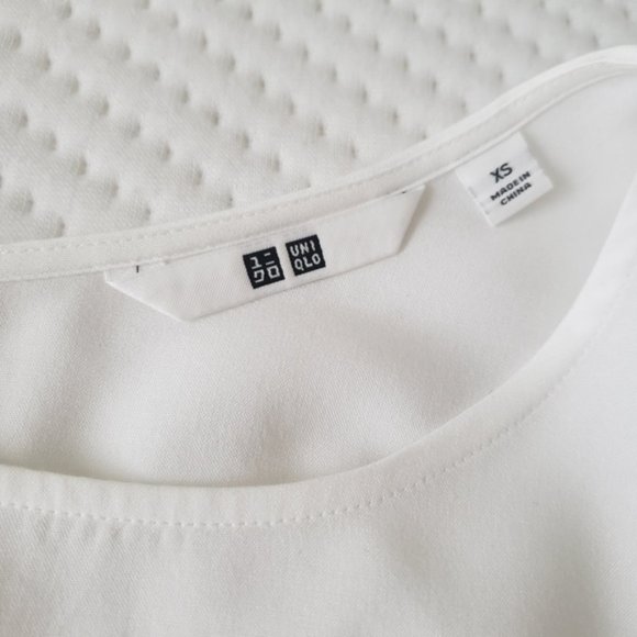 Uniqlo White Rayon Button Blouse XS - Picture 3 of 7